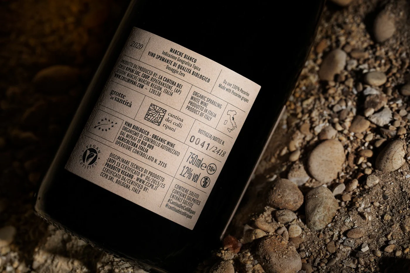 Grotte di Santità - Spumante BIO Ancestrale Marche IGT Bianco Dosaggio Zero da uve 100% Pecorino 2020